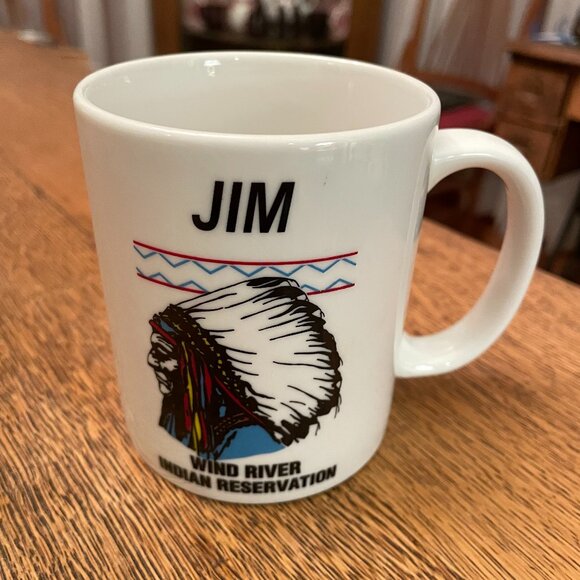 Vintage Wind River Indian Reservation "Jim" Personalized Coffee Cup Mug - Picture 1 of 5